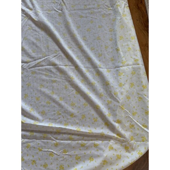 Vintage Fashion Manor Yellow Floral Stripe Percale Flat & Fitted Full Sheets - Picture 5 of 12